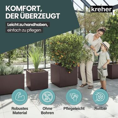 Плантатор Kreher XL Millennium: різні розміри та кольори. Імітація натурального каменю (коричневий, бежевий, антрацит, сірий). З міцного пластику. Роздільник простору (прямокутний)