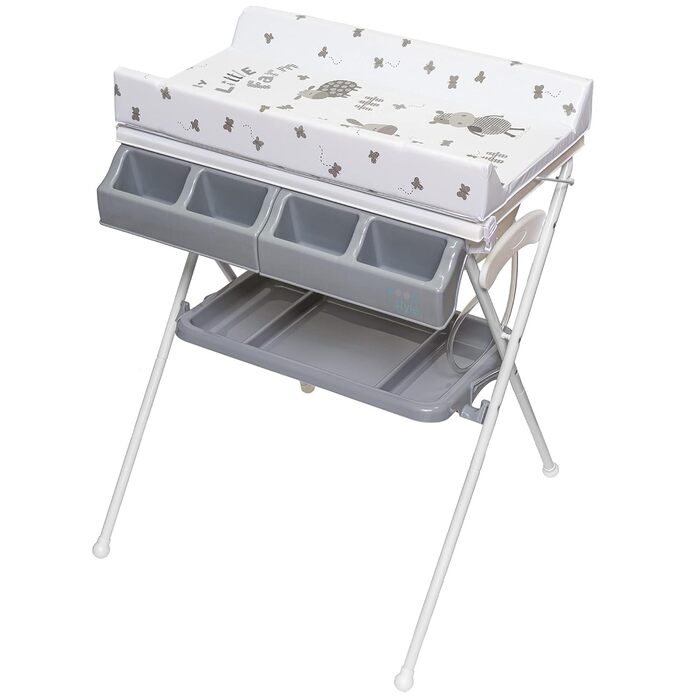 ib style® KOA: Комод для переодягання з ванночкою 2-в-1 | Зручний, складаний | Для малюків | Сірий MY LITTLE FARM
