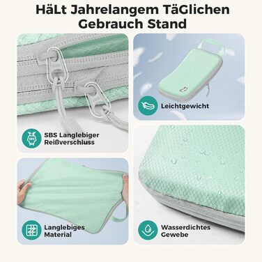 Набір органайзерів для подорожей у валізу з компресією, 8 водонепроникних пакувальних кубів для ручної поклажі та рюкзака, зелений колір