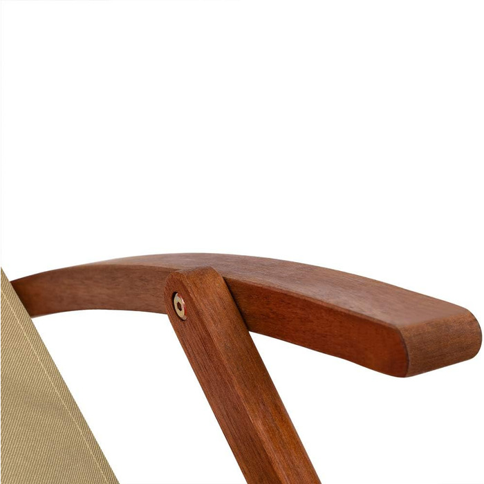 Лежак для відпочинку Casaria® з дерева, вологостійкий, складний, регульований, 160 кг, підлокітники, подушка для шиї, для саду та балкону, акація, 94x94x60 см (бежевий)