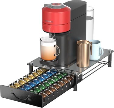 Тримач для капсул Vertuo та Nespresso: органайзер на 90 капсул, сірий метал, для кухні