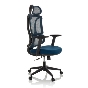 Офісне крісло / Крісло з обертанням ERGOMY, сидіння з тканини / спинка з сітчастої тканини, блакитне, mybuero