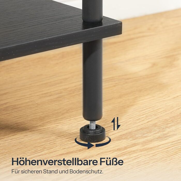 HOOBRO Підставка для програвача, 3-рівнева, приставний столик, органайзер для платівок, CD та альбомів, вінтажний коричневий та чорний (Чорний)