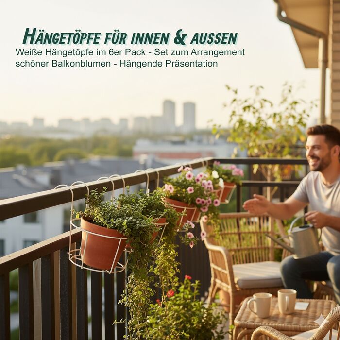 Набір з 6 підвісних горщиків для квітів Relaxdays