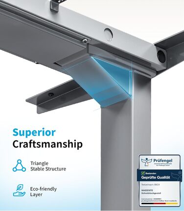 Електричний регульований стіл MAIDeSITe T2 Pro Plus сірий: 2 мотори, 4 пам'яті, нагадування про зміну положення