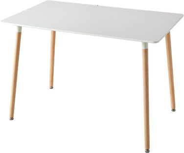 Стіл обідній GrandCA HOME прямокутний, 110x70x75 см, білий. Масивне дерево, MDF, для кухні/вітальні