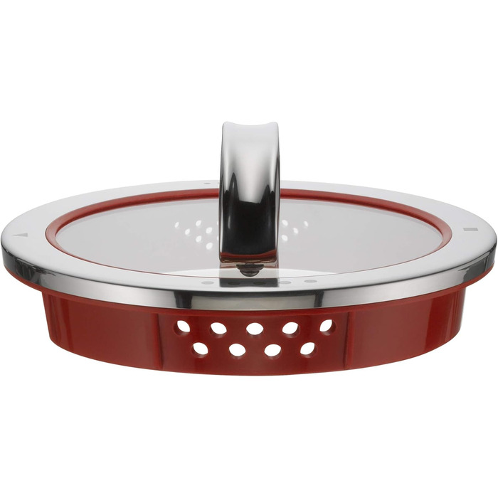 Скляна кришка WMF Function 4 (16 см) зі сталі Cromargan, 4 функції зливу, червона