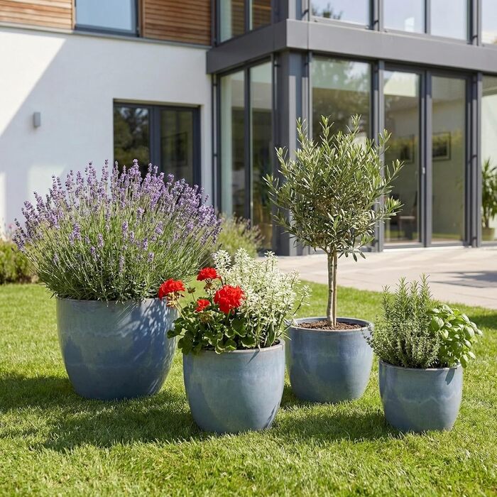 Керамічний горщик Teramico Premium – ручної роботи, морозостійкий, для квітів, 21x18 см, сірий (Октябрь)