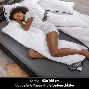 Холодна подушка для сну для сну 40 х 145 см - подушка для вагітних і подушка для сну на боці миється, дихаюча і 100 веганська - Довга подушка для сну на боці з наповнювачем вагою 800 г