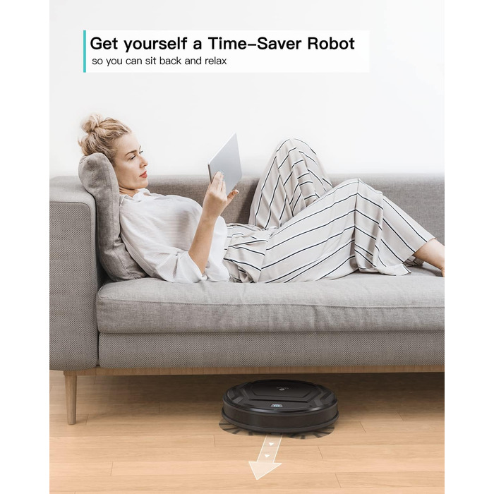 Робот-пилосос LEFANT M210P: потужність 2200 Па, тиха робота 55 дБ, Wi-Fi, Bluetooth, Alexa, керування через додаток, час роботи 120 хвилин, для шерсті тварин та твердих поверхонь