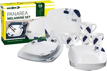 Набір посуду для кемпінгу BRUNNER Panarea (16 предметів) на 4 особи - Меламін, неслизький, довговічний