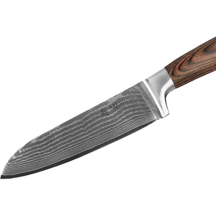 Набір кухонних ножів Wakoli EDIB 3 шт. з дамаської сталі (серцевина VG10) у дерев'яній подарунковій коробці – гострі та ергономічні – набір дамаських ножів з ручками з паккавуда