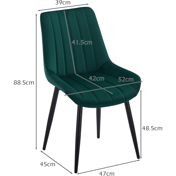 Набір з 2-х стільців для їдальні TUKAILAI з штучної шкіри, ергономічні, з металевим каркасом, до 150 кг, для кухні, їдальні та вітальні, коричневі (зелені, велюрові, набір 4 шт.)