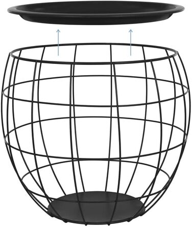 Набір журнальних столиків ML-Design з 3 круглих, чорних, металевих кошиків журнальний столик 3 розміри Ø31см/Ø38см/Ø47см, метал, знімна стільниця, місце для зберігання, 3 шт. Столи для вітальні, диванні столики, журнальні столики, гніздові столи