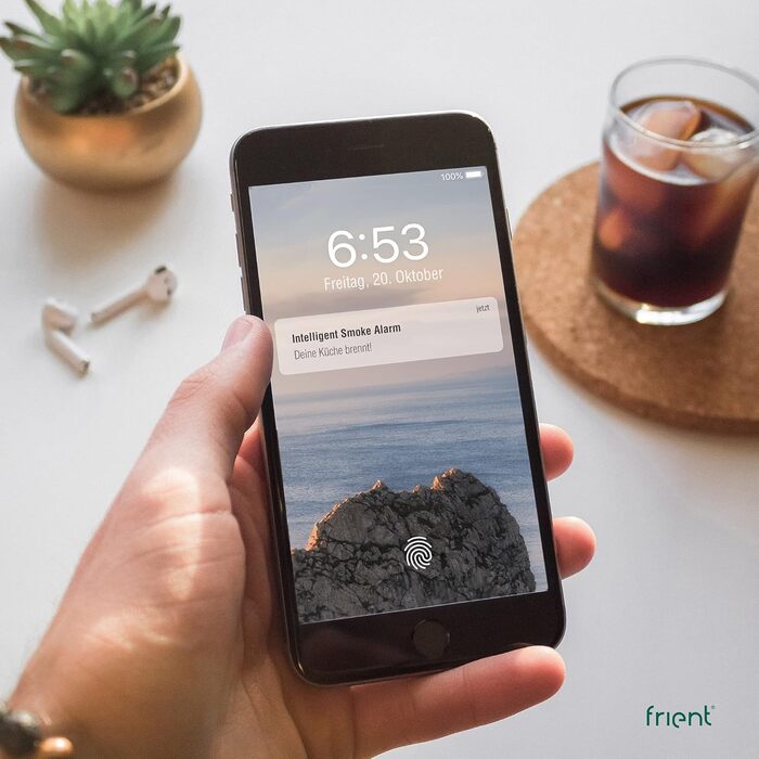Інтелектуальний димовий сповіщувач Frient | Бездротовий, Zigbee, сумісний з SmartThings, Home Assistant, Homey Single | EN 14604, DIN 14674