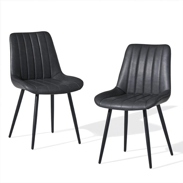 Обідні стільці CLIPOP для кухні та вітальні, з штучної шкіри, з м'яким сидінням та спинкою, на металевих ніжках (зелені), комплект 2 шт.