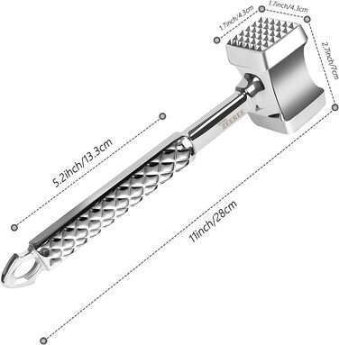 Молотки для м'яса ZEEREE-Нова м'ясорубка з нержавіючої сталі-двостороння м'ясорубка для котлет-Нековзна сітчаста ручка / відбійний молоток