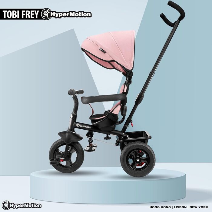 Триколісний велосипед HyperMotion з ручкою для батьків, рожевий - для дітей від 1 до 4 років (до 20 кг)