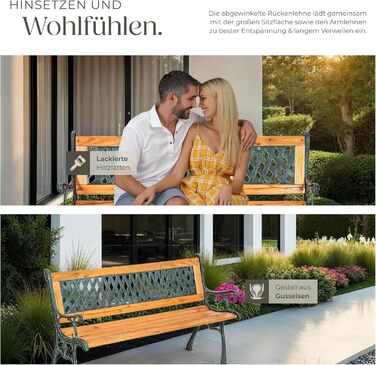 Гарна лавка для саду Tectake® на 2 особи, з дерева, у стилі кантрі. Ідеально підходить для зимового саду, балкону або саду. Розміри: 119,5 x 62 x 83 см (модель 'Michaela')