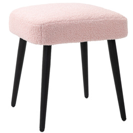 HOMCOM Footstool Квадратний табурет рожевого кольору з кашеміровим виглядом і сталевими ніжками, ідеальна підставка для ніг для вітальні та спальні