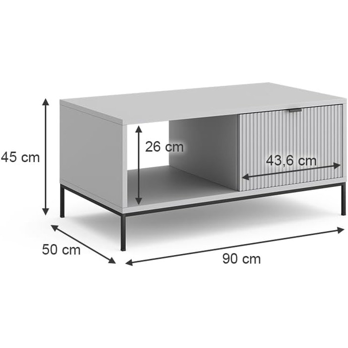 Комод Vicco Eliza, 80x81.2 см, 2 дверцята, сірий, 90x45 см