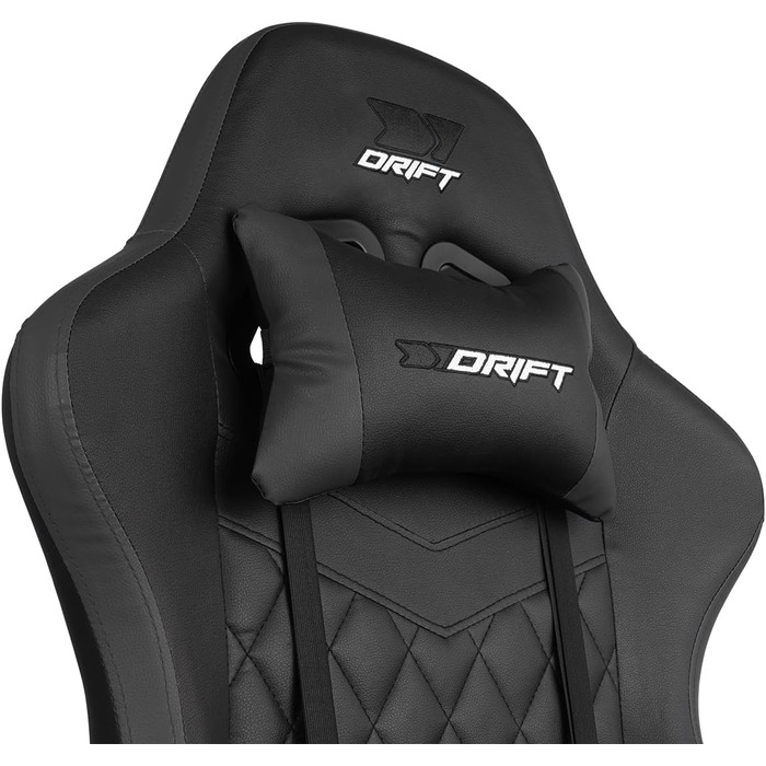 Ігровий крісло DRIFT GAMING DR35 - комфорт та підтримка для геймерів, чорно-сірий, з підголівником та поперековою підтримкою