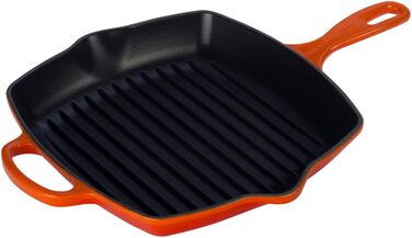 Сковорода-гриль LE CREUSET Signature з чавуну, квадратна, 26 см, для всіх типів плит (включно з індукційними), 2,86 кг, колір: рудо-червоний (Flint)