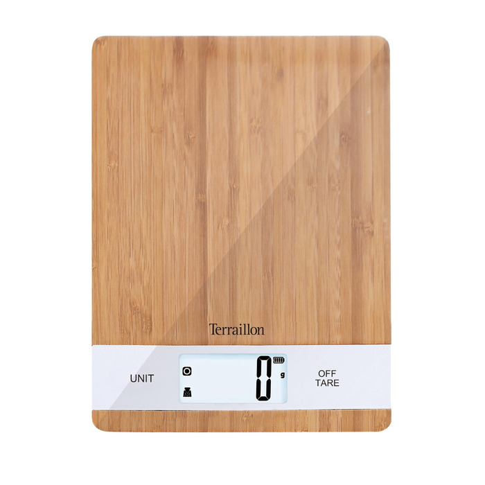 Кухонні ваги TERRAILLON Bamboo з USB-зарядкою, функція Tara, перетворення об'єму, 5 кг, бамбук