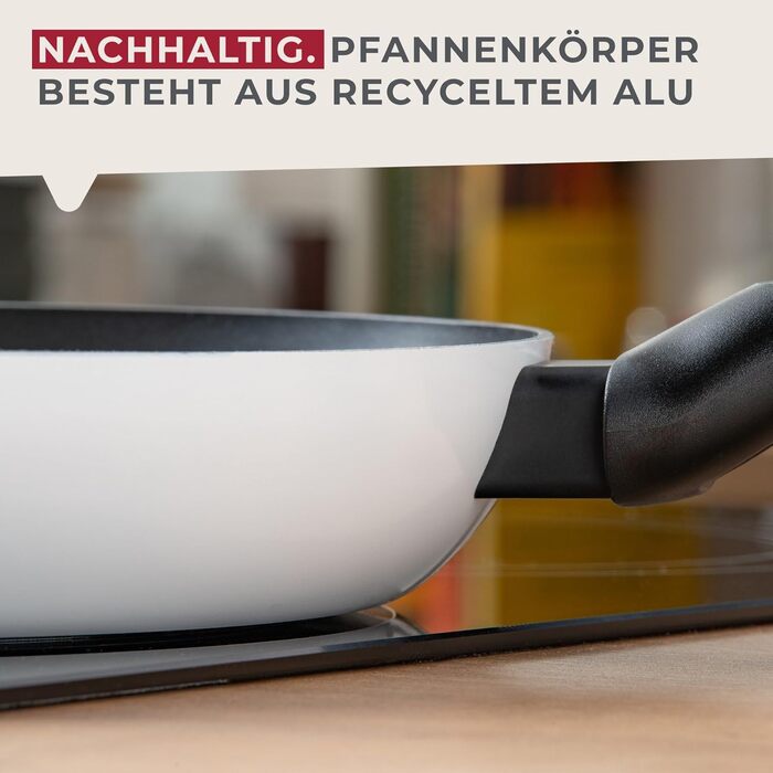 Набір сковорідок Fackelmann Arcadalina, 2 шт., діаметр 24 та 28 см, з переробленого алюмінію з керамічним покриттям, ергономічні ручки, підходить для індукційних плит, термостійкість +150 °C