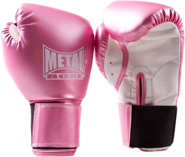 Боксерські рукавички METAL BOXE на липучці 6 унцій рожеві