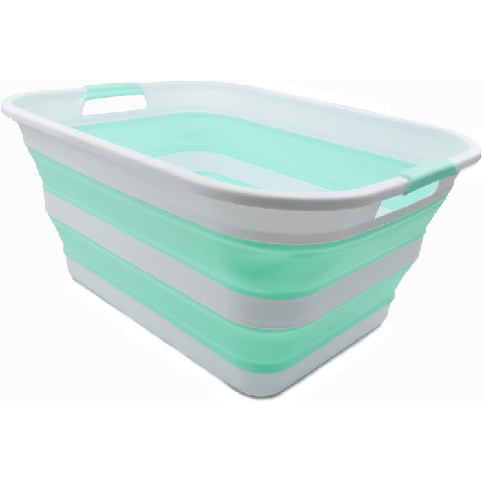 Пластиковий кошик для білизни, складний, складний, портативний, компактний (1, білий/світло-зелений) 1 білий/світло-зелений, 42L
