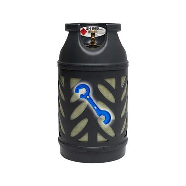 Bluecraft Premium Газовий балон пропановий 10 кг, балон з композитного матеріалу, легкий, з індикатором рівня газу, з газовим регулятором та ключем