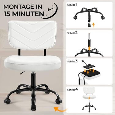 Крісло офісне Yaheetech з регульованою висотою сидіння, обертається на 360°, штучна шкіра, з роликами для офісу/вітальні, біле