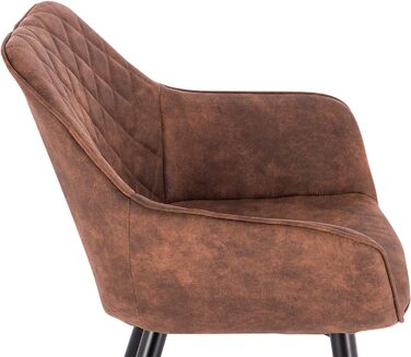 Стільці для їдальні WOLTU, комплект з 1 шт., для кухні, вітальні, м'які з підлокітниками, металеві ніжки, тканинний, коричневий