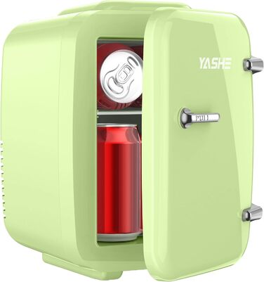 Міні-холодильник YASHE, 4 літри: для косметики, напоїв, 220V/12V, охолодження та підігрів, для спальні, офісу, авто (зелений)