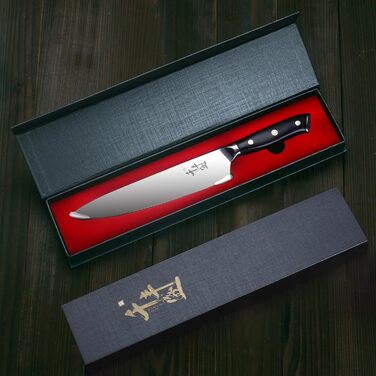 Саторі Дамаска 18 см - професійний кухонний ніж з дерев'яною ручкою, високовуглецева сталь VG10, преміум якість