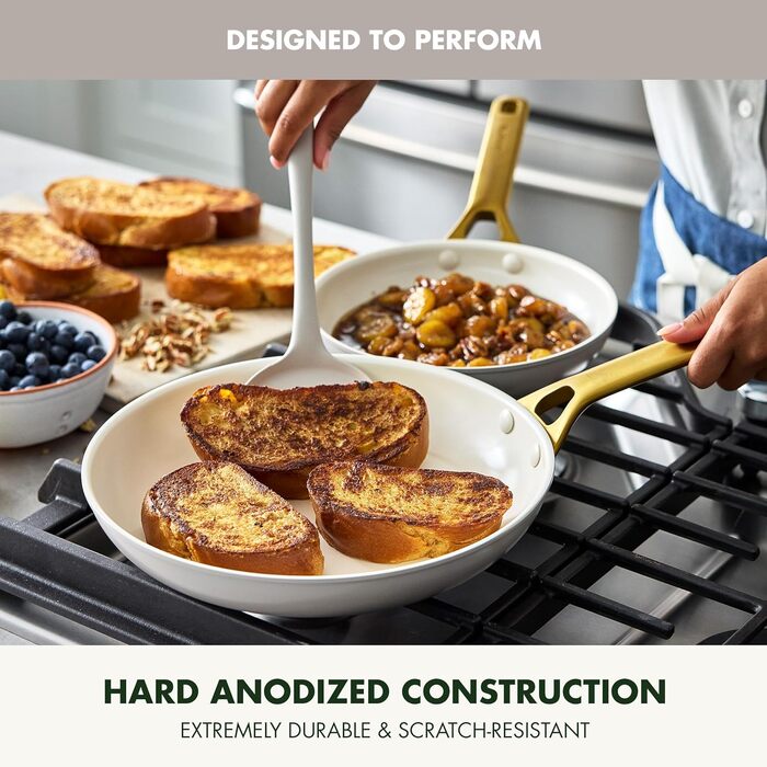 Набір сковорідок GreenPan з антипригарним покриттям, 25.4 см та 30.5 см, кераміка, нержавіюча сталь, NSF-сертифіковані, без PFAS, для плити та духовки, моховий зелений