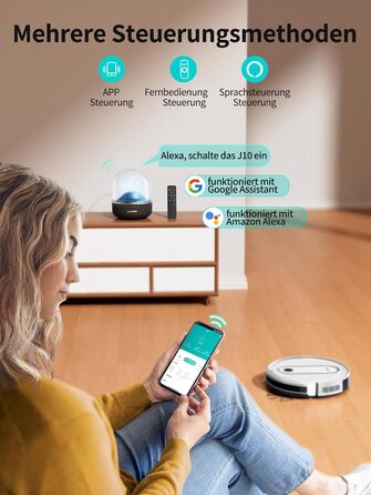 Робот-пилосос Airzeen J10 з функцією миття, 4000Pa, керування через додаток, для твердих підлог, видаляє шерсть тварин, білий