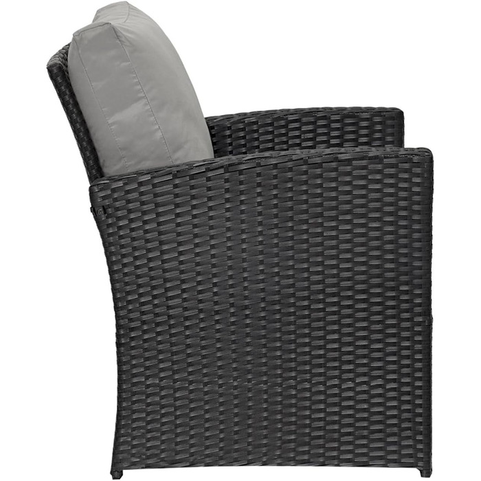 SVITA Roma: Комплект садово-розплічної групи з ротангу для відпочинку та обіду (софа, крісло, стіл), чорний колір