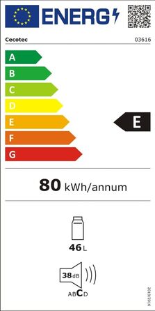 Міні-холодильник Cecotec 46 л GrandCooler 20000 л SilentCompress, 48,7x48 см, низьке споживання, білі дверцята