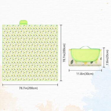 Ковдра для пікніка Larkumio 200x200, водонепроникна, утеплена, на відкритому повітрі, миється, пляжна ковдра, без піску, з ручкою