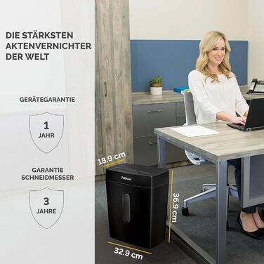 Fellowes FS-8C: Шредер для паперу 8 листів, чорний, Cross Cut, 15л, знищення кредитних карт