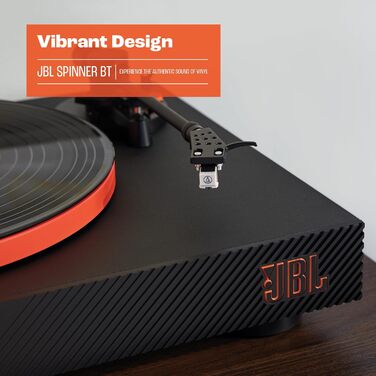 Вініловий програвач JBL Spinner BT з Bluetooth та aptX HD, чорний/помаранчевий, преміум-якість