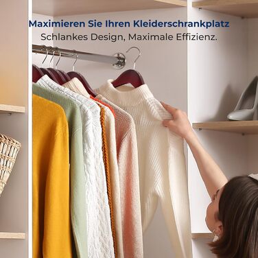 Плечики для одягу SereneLife з дерева, антиковзкі, 360° обертання, для дітей та дорослих, міцні, економія місця, 20 шт. (10 шт. червоного кольору)