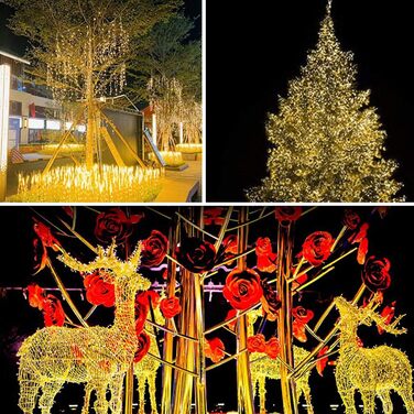 Гірлянда святкова 100м, вологостійка, для дому та саду, з пультом, 8 режимів, тепле світло (біла)