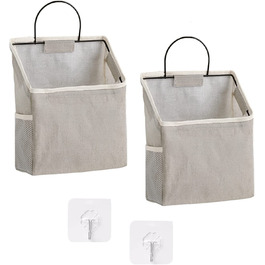 Сумка-органайзер для стін з 2 предметів, шафа для зберігання сумок, ванна кімната, кімната в гуртожитку, лляно-бавовняна коробка-органайзер, контейнер для спальні (сірий) Сірий 2 упаковки
