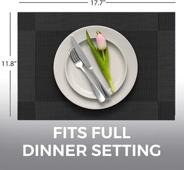 Набір серветок на стіл More Décor, 6 шт., сірий (чорний), PVC-вініл, миючі, термостійкі, для кухні та їдальні