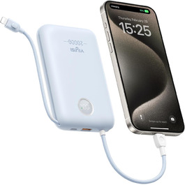 МАг, 30 Вт PD, кабель USB-C та Lightning, LED-дисплей, для iPhone, iPad, Galaxy (синій), 20000