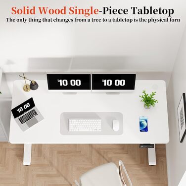 Електричний стіл-трансформер 160x60 см, білий: робочий стіл, стіл для комп'ютера, регульована висота