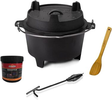 Набір голландської печі Grillfürst Dutch Oven BBQ Edition DO 9: чавунний котел 8,5 л з підставкою, кришкою та аксесуарами